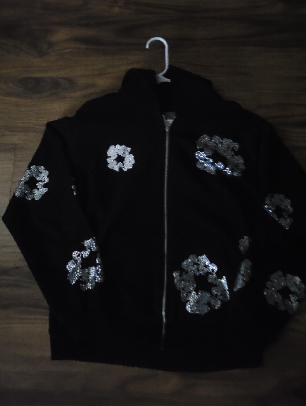 Denim Tears Cotton Wreath Swarovski Crystal Zip-Up Hoodie - Size M
